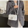 Bolsa de Ombro com Strass Verão 2024 Nova Moda Tendência Cor Lisa Versátil Pequena Quadrada Bolsa Feminina de Strass Bolsa Transversal Casual