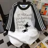 Camiseta de Manga Corta con Estampado de Letras Retro Americano y Tres Rayas para Mujer, Nuevo Estilo de Verano Versátil de Talla Grande para Pareja