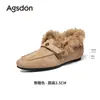 Mocasines Aogushi Dengrong para Mujer 2026 Nuevos de Invierno Engrosados Cómodos Zapatos de Algodón con Piel sin Cordones Botas de Nieve