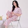 Pijama de verano de algodón fino de manga corta para mujer, pantalones cortos, traje holgado de talla grande, ropa de hogar de algodón cómoda que absorbe la humedad