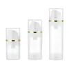 Borda Estampada a Ouro, Diâmetro de 35mm, 15ml, 30ml, 50ml, Frasco de Loção a Vácuo com Tampa de Pressão Encaixável, Frasco Cosmético Portátil Reabastecível