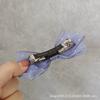 Pinza para el pelo estilo coreano dulce para chica adulta, azul humo, lunares, lazo de hilo de seda, pinza de resorte, pinza para coleta