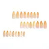 Uñas Postizas de Ojo de Gato Almendradas con Gradiente Naranja Dorado al Atardecer, Base Nude y Brillo, Pegatinas para Uñas Postizas, Suministros para Uñas Transfronterizos