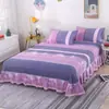 Saia de Cama Escovada Colcha Peça Única Lavada Cama de 1,8m Capa Protetora Amiga da Pele para Dormir Nu Moda Saia de Renda Cama Lençóis de Cama