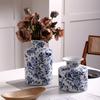 Jarrón de Cerámica Jingdezhen Porcelana Azul y Blanca Peonía China Porcelana Vintage Flor de Peonía de la Edad Media Cerámica para Sala de Estar Adornos Florales