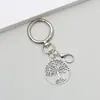 Llavero colgante retro de aleación del Árbol de la Vida con trébol de la suerte y letra, accesorio para mochila, superventas transfronterizo de Amazon