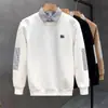 Moletom Falso de Duas Peças para Homens, Novo Estilo Coreano para Primavera e Outono, Peça de Baixo Tendência, Jaqueta com Gola de Camisa Listrada Azul, Top de Marca Tendência