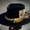 Moda Transfronteriza Sombrero de Lana Decoración Amarilla con Pluma