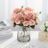 Flor de Rosa Artificial Peonía de Seda Hortensia Ramo de Flores Falsas Vintage Decoración de Fiesta Boda Festival Decoración del Hogar