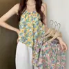 Camisola Floral con Cuello Halter para Mujer, Nuevo Estilo Verano 2026, Diseño Holgado, Top Exterior de Nicho, Moderno