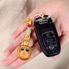 Cadena para teléfono con forma de duo de arroz con dibujos animados creativos, colgante de bola de bolsita hueca de madera, llavero de mano de sándalo, venta al por mayor