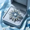 Broche vintage de girasol esmaltado con diamantes y perlas de imitación, alfiler de goteo de aceite para trajes y abrigos, accesorio de broche de lujo ligero y elegante