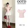 Blanca Floral Un Hombro Manga Corta Verano Mujer Nuevo Estilo Petite Dulce Casual Estilo Coreano Impresionante Camiseta Top