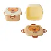 Serie Capibala Fiambrera de Plástico Fiambrera Portátil con Cuchara Fiambrera para Estudiantes Apta para Microondas Fiambrera