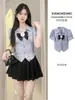 Camisa Rayada Dulce y Fresca con Lazo Top de Manga Corta para Mujer Cintura Ceñida Costuras Verano Vintage Chica Picante Camisa Corta para Mujer
