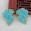 Acessórios de Joalheria Imitação Jade Gotejada a Óleo Azul Queimado Feito à Mão DIY Cobre com Preservação de Cor 31*23mm Estilo Antigo Material B3384
