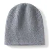 Gorro de Cachemira para Mujer 100% Cachemira Pura Nueva Moda Simple Color Sólido Cálido Tejido Cubre Cabeza Protección para Orejas Gorro Tejido