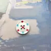 Botones Lindos de Dibujos Animados Redondos en Forma de Corazón con Estampado de Manzana para Diarios DIY, Decoraciones Cuadriculadas Vintage, Se Pueden Mezclar y Combinar