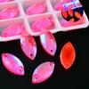 Vidrio neón cosido a mano Diamante naranja fluorescente gota de agua forma especial satélite plano doble agujero piedra cosida a mano accesorios de joyería DIY