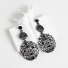 Pendientes Amazon transfronterizos, extragrandes, electrochapados, elegantes, de estilo largo, con un toque de alta gama, adornados con borlas y pedrería negra