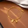Nuevo Pulsera con Encanto de Calabaza Estilo Chino Carácter Fu para Mujer Cadena Delgada de Perlas de Arroz Ajustable Retro Lujo Ligero Versátil Joyería de Mano Diaria