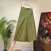 Pantalones casuales versátiles de pierna ancha de color liso estilo chino nuevo Zhi Li, nuevo modelo de otoño 2026, estilo nacional, cintura elástica con botón para mujer
