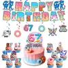 Artículos Populares para Fiestas con Temática de Donas: Fiesta Temática 67, Pancarta de Cumpleaños Sixseven, Banderín, Adorno para Pastel, Suministros de Decoración con Globos