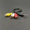 Cable adaptador de audio y video AV hembra de un minuto a tres RCA tipo loto macho de 3.5 mm 3 en 1