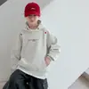 Sudadera con capucha bordada de otoño para niños, corte holgado, nuevo estilo 2026, para niños pequeños y mayores, top moderno y elegante para primavera y otoño