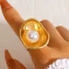 Anillo Abierto Geométrico con Diseño de Nicho Transfronterizo, Forma de Flor de Trompeta, Estilo Barroco, Anillo Artístico de Moda para Mujeres