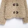 AliExpress comercio exterior transfronterizo ropa de mujer europea y americana 2024 otoño e invierno nueva moda Joker suelta imitación lana de cordero top