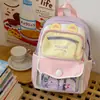 Mochila Pequena Colorida Dopamina de Menina Doce Energética com Orelhas de Gato Fofas Mochila Fresca Brincalhona Animada para Alunos do Ensino Fundamental e Médio