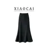 Saia sereia preta para mulheres, novo estilo outono e inverno, malha justa, saia bodycon elegante e suave em linha A