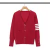 Suéter Cardigan Tb Novo 2026 com Quatro Listras, Casaco de Lã Slim-Fit Estilo Coreano, Suéter de Tricô Básico Unissex