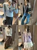 Mochie Rosto Liso Menina Coreana Fibra de Vinagre Tencel Mistura de Lã Gola Polo Casual Manga Longa Camisa Base MQ1953