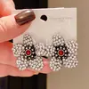 Pendientes de Flor Tachonados con Diamantes Estilo Retro Aguja de Plata, Pendientes Versátiles de Personalidad Estilo Francés, Accesorios para Orejas de Moda de Lujo Ligero de Gama Alta