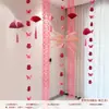 Decoração de Casamento Tira Longa Caractere Xi Flor Puxada Decoração Suspensa Arranjo do Quarto de Casamento Quadrado Masculino e Feminino Teto de Fundo de Casa Nova Pingente Suspense