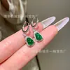 Atacado do Fabricante Xiaohong Departamento Mercadorias Perigosas Naturais Brincos de Cabaça de Jade Verde Yang Prata S925 Incrustado Novo Design Chinoiserie