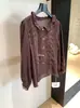 Camisa Feminina Retro Jacquard Plissado Design Onda Borda Colarinho Blusa Top Primavera Outono 80321