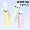 Mini sombrilla ultraligera, protección UV, protección solar, recubrimiento negro, doble uso para sol y lluvia, compacta y portátil con mango retráctil
