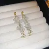 Pendientes de Borla de Cristal Corazón Aguja de Plata Super Hada Elegantes Versátiles Dulces Elegantes Moda Pendientes de Nicho Venta al por Mayor
