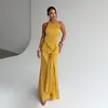 YJ25378MHO Verão europeu e americano novo vestido longo justo torcido, vestido sexy elegante de gola halter para exportação