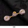 Botones de Hebilla Pan de Qipao Nuevo Estilo Chino Tejido a Mano Alambre Envuelto Perla Dorada Quemador de Incienso Botón de Tela de Una Palabra Hebilla Decorativa Retro Hanfu