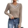 Suéter de punto con cuello en V y manga larga de color liso con costuras cruzadas para mujer europea y americana de Amazon Independent Station Foreign Trade Primavera y Otoño