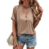 Ropa de Mujer de Comercio Exterior Primavera/Verano 2026 Amazon Wish Productos Nuevos Transfronterizos Blusa de Manga Corta de Color Sólido con Botón Retorcido para Mujer