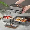 Caja Fresca de Grado Alimenticio Transfronteriza para Oficinistas, Lonchera Portátil de Acero Inoxidable, Lonchera Exterior de Doble Compartimento, Caja de Refrigeración para Refrigerador