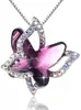 Collar de Cristal con Piedra de Nacimiento de Mariposa Más Vendido Transfronterizo Regalo para el Día de la Madre, Aniversario, Navidad Cadena de Caja de Plata