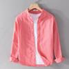 Camisa de Lino Blanco para Hombre Manga Larga Casual Solapa Holgada Juvenil Estilo Japonés Transpirable Algodón Lino Camisa de Moda para Hombre