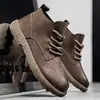 Botas Martin Amarillas para Hombre Tendencia Primavera y Otoño Suela Suave Cómodas Botas de Cuero de Caña Alta Británicas Botas de Trabajo Casuales para Hombre
