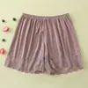 S030 Shorts de Segurança Feminino Renda Macio Absorvente de Suor Anti-Exposição Shorts de Seda Gelada Leggings Finas Frescas com Sensação de Gelo